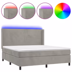 Letto a Molle Materasso e LED Grigio Chiaro 160x200 cm Vellutocod mxl 75426 - Vista aggiuntiva 2