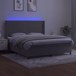 Letto a Molle Materasso e LED Grigio Chiaro 160x200 cm Vellutocod mxl 75426 - Vista aggiuntiva 3