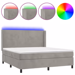 Letto a Molle Materasso e LED Grigio Chiaro 180x200 cm Vellutocod mxl 123359 - Vista aggiuntiva 2