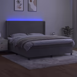 Letto a Molle Materasso e LED Grigio Chiaro 180x200 cm Vellutocod mxl 123359 - Vista aggiuntiva 3