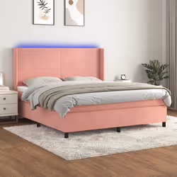Letto a Molle con Materasso e LED Rosa 180x200 cm in Vellutocod mxl 123369