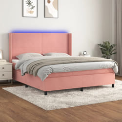 Letto a Molle con Materasso e LED Rosa 180x200 cm in Vellutocod mxl 123369