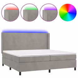 vidaXL Letto a Molle Materasso e LED Grigio Chiaro 200x200 cm Velluto - Vista aggiuntiva 2