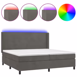 vidaXL Letto a Molle con Materasso e LED Grigio Scuro 200x200 cm - Vista aggiuntiva 2