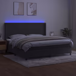 vidaXL Letto a Molle con Materasso e LED Grigio Scuro 200x200 cm - Vista aggiuntiva 3