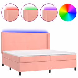 vidaXL Letto a Molle con Materasso e LED Rosa 200x200 cm in Velluto - Vista aggiuntiva 2