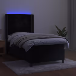 vidaXL Letto a Molle con Materasso e LED Nero 80x200 cm in Velluto - Vista aggiuntiva 3
