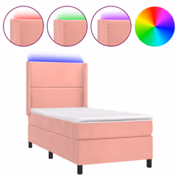vidaXL Letto a Molle con Materasso e LED Rosa 80x200 cm in Velluto - Vista aggiuntiva 2