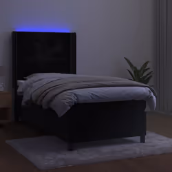 Letto a Molle con Materasso e LED Nero 90x200 cm in Vellutocod mxl 123371 - Vista aggiuntiva 3