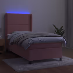 Letto a Molle con Materasso e LED Rosa 90x200 cm in Vellutocod mxl 99421 - Vista aggiuntiva 3