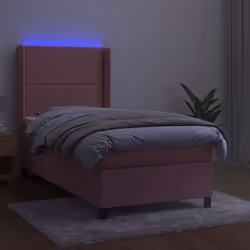 Letto a Molle con Materasso e LED Rosa 100x200 cm in Vellutocod mxl 99423 - Vista aggiuntiva 3