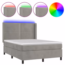 Letto a Molle Materasso e LED Grigio Chiaro 140x190 cm Vellutocod mxl 99424 - Vista aggiuntiva 2