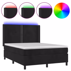 Letto a Molle con Materasso e LED Nero 140x190 cm in Vellutocod mxl 99427 - Vista aggiuntiva 2