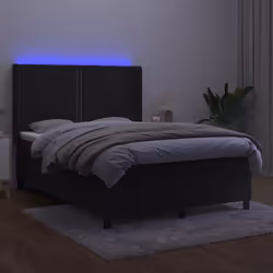 Letto a Molle con Materasso e LED Nero 140x190 cm in Vellutocod mxl 99427 - Vista aggiuntiva 3