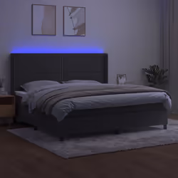 vidaXL Letto a Molle con Materasso e LED Grigio Scuro 200x200 cm - Vista aggiuntiva 3