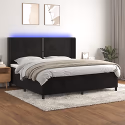 vidaXL Letto a Molle con Materasso e LED Nero 200x200 cm in Velluto - Vista aggiuntiva 3