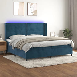 vidaXL Letto a Molle con Materasso e LED Blu Scuro 200x200 cm