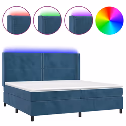 vidaXL Letto a Molle con Materasso e LED Blu Scuro 200x200 cm - Vista aggiuntiva 2