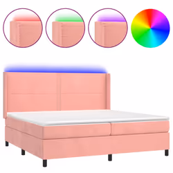 vidaXL Letto a Molle con Materasso e LED Rosa 200x200 cm in Velluto - Vista aggiuntiva 2