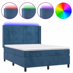 Letto a Molle con Materasso e LED Blu Scuro 140x200 cmcod mxl 99437 - Vista aggiuntiva 2