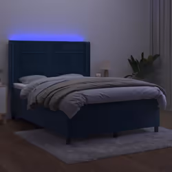 Letto a Molle con Materasso e LED Blu Scuro 140x200 cmcod mxl 99437 - Vista aggiuntiva 3