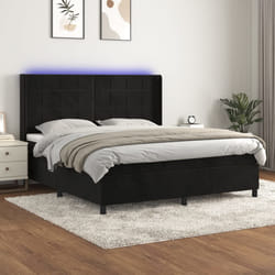 Letto a Molle con Materasso e LED Nero 160x200 cm in Vellutocod mxl 123391