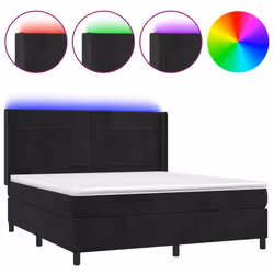 Letto a Molle con Materasso e LED Nero 160x200 cm in Vellutocod mxl 123391
