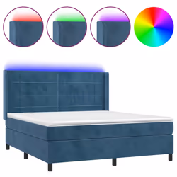 Letto a Molle con Materasso e LED Blu Scuro 160x200 cmcod mxl 79862 - Vista aggiuntiva 2