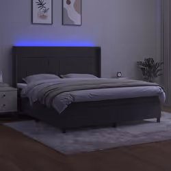Letto a Molle con Materasso e LED Grigio Scuro 180x200 cmcod mxl 123388