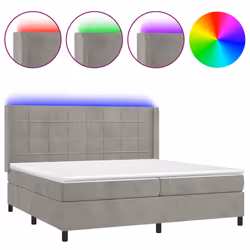 vidaXL Letto a Molle Materasso e LED Grigio Chiaro 200x200 cm Velluto - Vista aggiuntiva 2