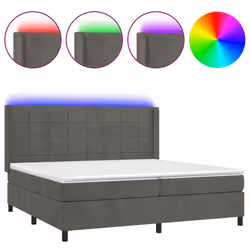 vidaXL Letto a Molle con Materasso e LED Grigio Scuro 200x200 cm - Vista aggiuntiva 2