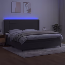 vidaXL Letto a Molle con Materasso e LED Grigio Scuro 200x200 cm - Vista aggiuntiva 3
