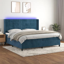 vidaXL Letto a Molle con Materasso e LED Blu Scuro 200x200 cm