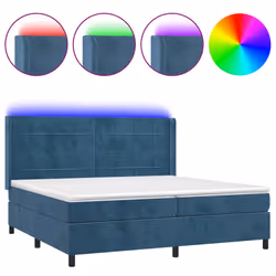 vidaXL Letto a Molle con Materasso e LED Blu Scuro 200x200 cm - Vista aggiuntiva 2