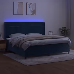 vidaXL Letto a Molle con Materasso e LED Blu Scuro 200x200 cm - Vista aggiuntiva 3