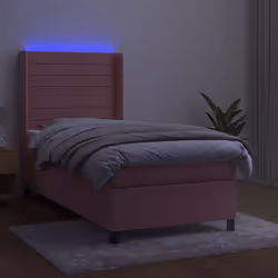 Letto a Molle con Materasso e LED Rosa 100x200 cm in Vellutocod mxl 75453 - Vista aggiuntiva 3