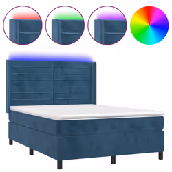 Letto a Molle con Materasso e LED Blu Scuro 140x190 cmcod mxl 123390 - Vista aggiuntiva 2