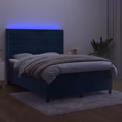 Letto a Molle con Materasso e LED Blu Scuro 140x190 cmcod mxl 123390 - Vista aggiuntiva 3