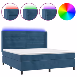 vidaXL Letto a Molle con Materasso e LED Blu Scuro 160x200 cm - Vista aggiuntiva 2