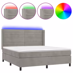 Letto a Molle Materasso e LED Grigio Chiaro 180x200 cm Vellutocod mxl 123397 - Vista aggiuntiva 2