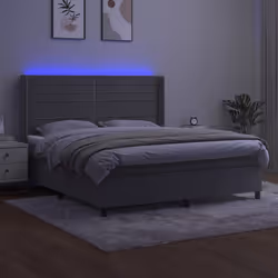 Letto a Molle Materasso e LED Grigio Chiaro 180x200 cm Vellutocod mxl 123397 - Vista aggiuntiva 3