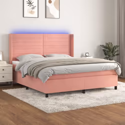 Letto a Molle con Materasso e LED Rosa 180x200 cm in Vellutocod mxl 123402