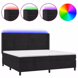 vidaXL Letto a Molle con Materasso e LED Nero 200x200 cm in Velluto - Vista aggiuntiva 2