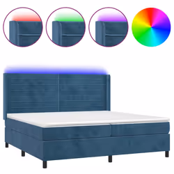 vidaXL Letto a Molle con Materasso e LED Blu Scuro 200x200 cm - Vista aggiuntiva 2