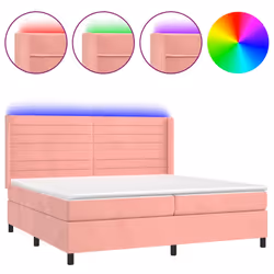 vidaXL Letto a Molle con Materasso e LED Rosa 200x200 cm in Velluto - Vista aggiuntiva 2