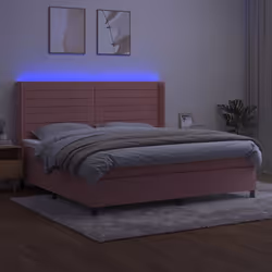 vidaXL Letto a Molle con Materasso e LED Rosa 200x200 cm in Velluto - Vista aggiuntiva 3