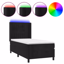 Letto a Molle con Materasso e LED Nero 80x200 cm in Vellutocod mxl 99441 - Vista aggiuntiva 2