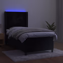Letto a Molle con Materasso e LED Nero 80x200 cm in Vellutocod mxl 99441 - Vista aggiuntiva 3