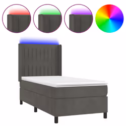 Letto a Molle con Materasso e LED Grigio Scuro 100x200 cmcod mxl 123398 - Vista aggiuntiva 2