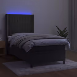 Letto a Molle con Materasso e LED Grigio Scuro 100x200 cmcod mxl 123398 - Vista aggiuntiva 3